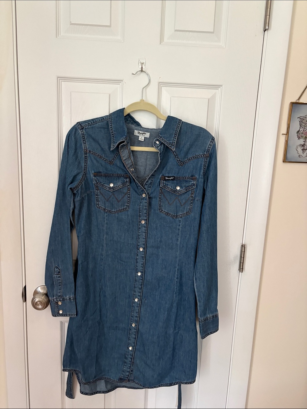 Women’s Long-Sleeve Denim Shirt Dress - Blue